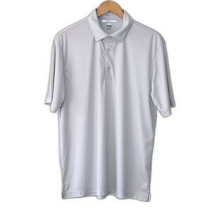 GREG NORMAN 100% Polyester Gray White Short Sleeve Polo Shirt size L